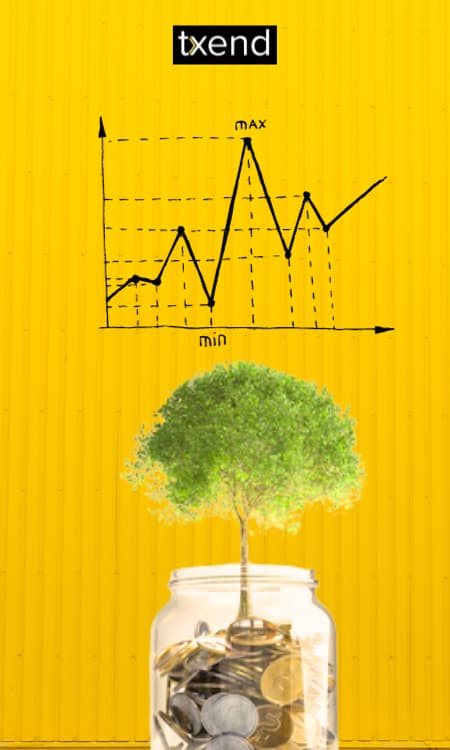 jar coins with tree and growth graph
